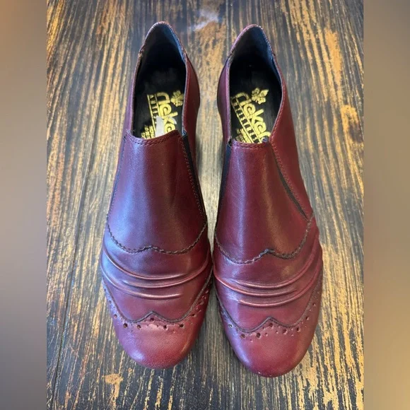 Rieker "Antistress" Maroon Low Heeled Casual Shoes - Picture 2 of 5